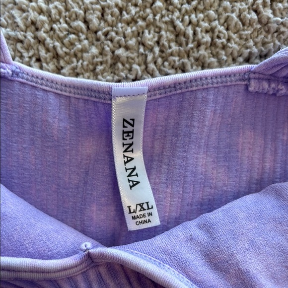 Purple Ribbed Crop Top - Picture 3 of 3